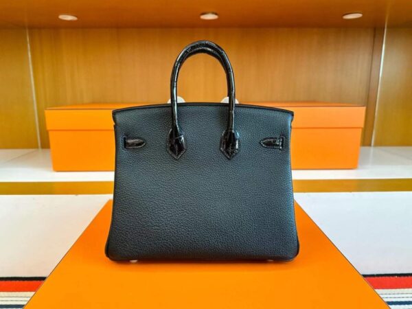 H Factory Bags Birkin Touch Togo & Shiny Alligator Crocodile CK89 Black Gold Hardware 25cm Full Handmade