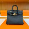 H Factory Bags Birkin Touch Togo & Shiny Alligator Crocodile CK89 Black Gold Hardware 25cm Full Handmade