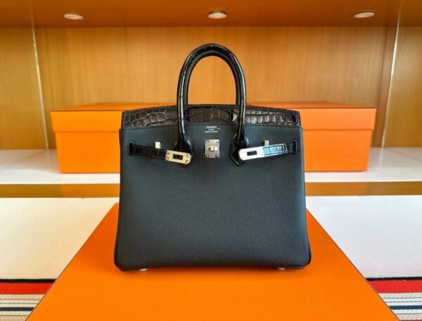 2025-11-16_094133_906-1024x780-1 H Factory Bags Birkin Touch Togo & Shiny Alligator Crocodile CK89 Black Silver Hardware 25cm Full Handmade