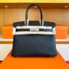H Factory Bags Birkin Touch Togo & Matte Alligator Crocodile CK89 Black Silver Hardware 30cm Full Handmade