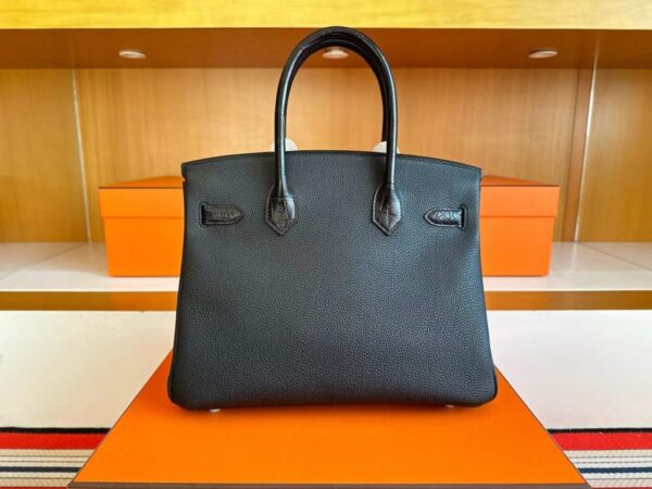 H Factory Bags Birkin Touch Togo & Matte Alligator Crocodile CK89 Black Silver Hardware 30cm Full Handmade