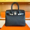 H Factory Bags Birkin Touch Togo & Matte Alligator Crocodile CK89 Black Silver Hardware 30cm Full Handmade