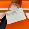 H Factory Bags Mini Kelly Epsom Leather Cream White & Pink Purple & Gold Brown Silver Hardware 19cm Full Handmade