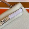 H Factory Bags Mini Kelly Epsom Leather Cream White & Pink Purple & Gold Brown Silver Hardware 19cm Full Handmade