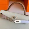H Factory Bags Mini Kelly Epsom Leather Cream White & Pink Purple & Gold Brown Silver Hardware 19cm Full Handmade
