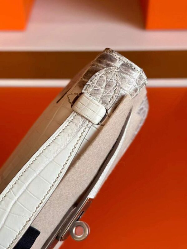 H Factory Bags Mini Kelly Pochette Matte Porosus Crocodile Himalaya Silver Hardware 22cm Full Handmade