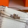 H Factory Bags Mini Kelly Pochette Matte Porosus Crocodile Himalaya Silver Hardware 22cm Full Handmade