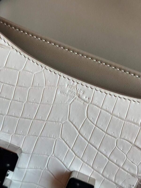 H Factory Bags Constance Matte Porosus Crocodile 01 Himalaya Silver Hardware 18cm Full Handmade