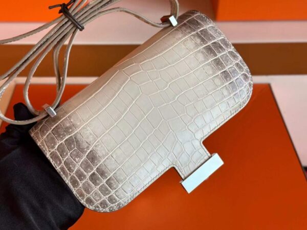 H Factory Bags Constance Matte Porosus Crocodile 01 Himalaya Silver Hardware 18cm Full Handmade