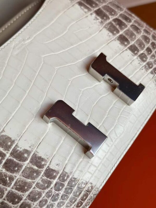 H Factory Bags Constance Matte Porosus Crocodile 01 Himalaya Silver Hardware 18cm Full Handmade