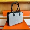 H Factory Bags Plume Swift Leather & Canvas Black Silver Hardware 28cm Full Handmade