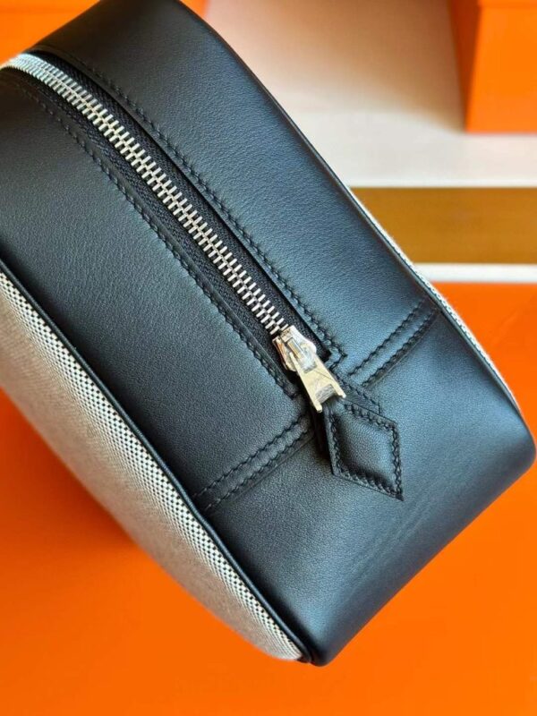 H Factory Bags Plume Swift Leather & Canvas Black Silver Hardware 28cm Full Handmade