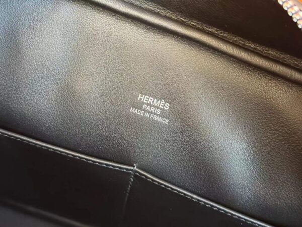 H Factory Bags Plume Swift Leather & Canvas Black Silver Hardware 28cm Full Handmade