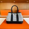 H Factory Bags Mini Garden Party Togo Leather & Canvas Black Silver Hardware 18cm Full Handmade
