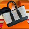 H Factory Bags Mini Garden Party Togo Leather & Canvas Black Silver Hardware 18cm Full Handmade