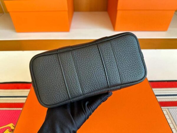 H Factory Bags Mini Garden Party Togo Leather & Canvas Black Silver Hardware 18cm Full Handmade