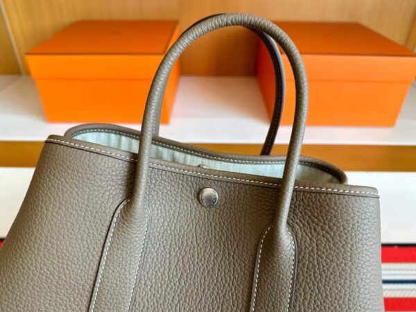 H Factory Bags Garden Party negonda Leather Etoupe Grey Silver Hardware 30cm Full Handmade