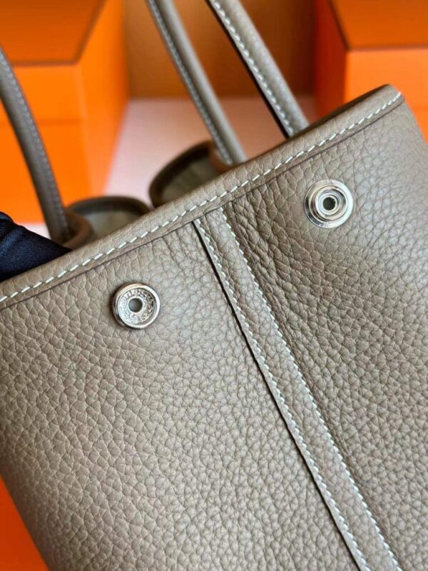 H Factory Bags Garden Party negonda Leather Etoupe Grey Silver Hardware 30cm Full Handmade