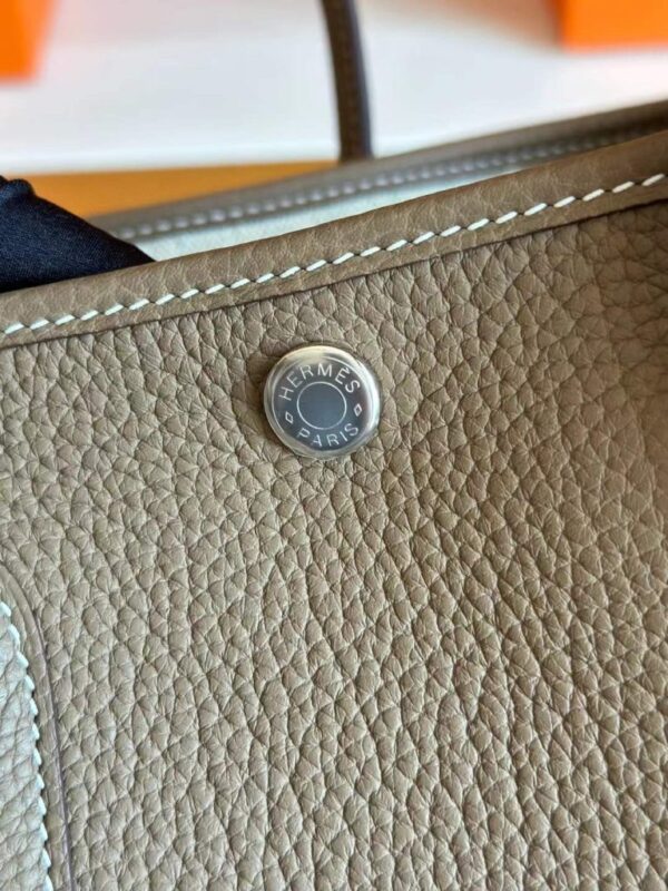 H Factory Bags Garden Party negonda Leather Etoupe Grey Silver Hardware 30cm Full Handmade
