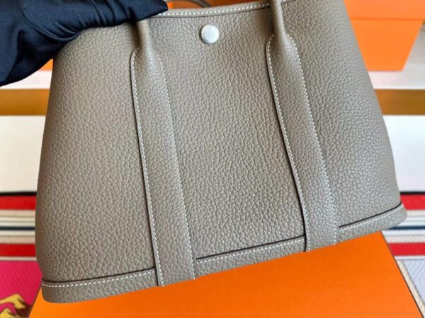 H Factory Bags Garden Party negonda Leather Etoupe Grey Silver Hardware 30cm Full Handmade