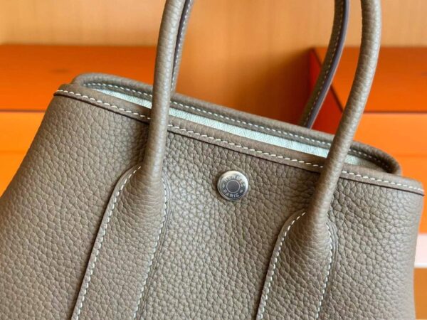 H Factory Bags Mini Garden Party negonda Leather Etoupe Grey Silver Hardware 18cm Full Handmade