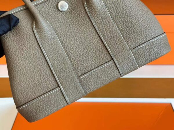 H Factory Bags Mini Garden Party negonda Leather Etoupe Grey Silver Hardware 18cm Full Handmade
