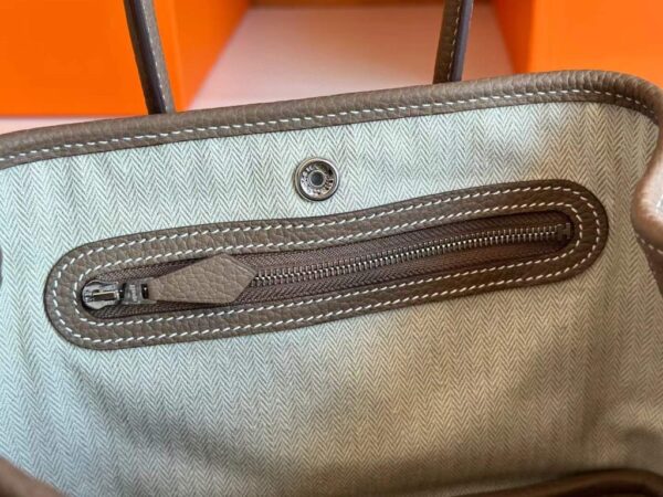 H Factory Bags Mini Garden Party negonda Leather Etoupe Grey Silver Hardware 18cm Full Handmade