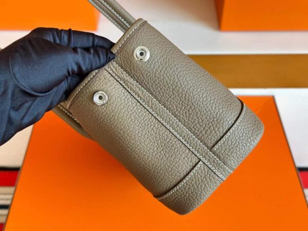 H Factory Bags Mini Garden Party negonda Leather Etoupe Grey Silver Hardware 18cm Full Handmade