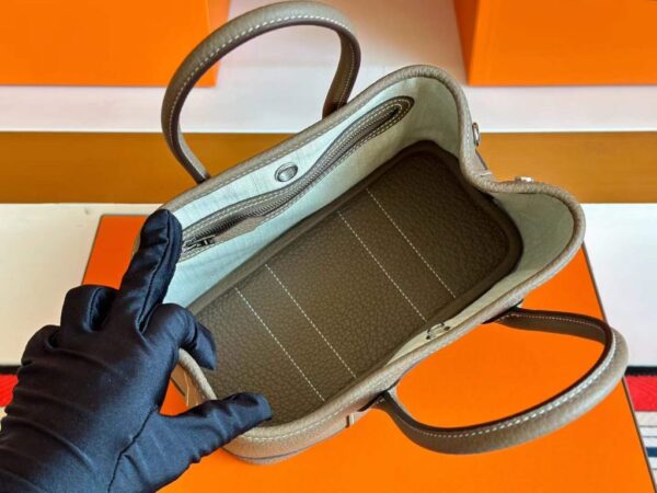 H Factory Bags Mini Garden Party negonda Leather Etoupe Grey Silver Hardware 18cm Full Handmade