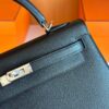 H Factory Bags Kelly Epsom Leather CK89 Black Silver Hardware 25cm Full Handmade