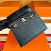 H Factory Bags Kelly Epsom Leather CK89 Black Silver Hardware 25cm Full Handmade