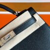H Factory Bags Mini Kelly Epsom Leather CK89 Black Silver Hardware 19cm Full Handmade