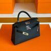 H Factory Bags Mini Kelly Epsom Leather CK89 Black Silver Hardware 19cm Full Handmade