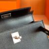 H Factory Bags Mini Kelly Epsom Leather CK89 Black Silver Hardware 19cm Full Handmade