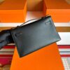 H Factory Bags Mini Kelly Pochette Swift Leather CK89 Black Silver Hardware 22cm Full Handmade