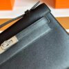 H Factory Bags Mini Kelly Pochette Swift Leather CK89 Black Silver Hardware 22cm Full Handmade