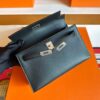 H Factory Bags Mini Kelly Pochette Swift Leather CK89 Black Silver Hardware 22cm Full Handmade