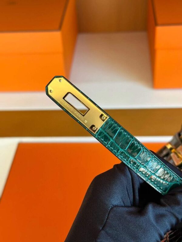 H Factory Bags Birkin Shiny Porosus Crocodile CK67 Deep Green Gold Hardware 30cm Full Handmade