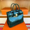 H Factory Bags Birkin Shiny Porosus Crocodile CK67 Deep Green Gold Hardware 30cm Full Handmade