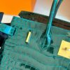 H Factory Bags Birkin Shiny Porosus Crocodile CK67 Deep Green Gold Hardware 30cm Full Handmade