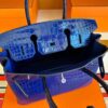 H Factory Bags Birkin Shiny Porosus Crocodile Shiny Blue Silver Hardware 30cm Full Handmade