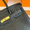 H Factory Bags Birkin Matte Porosus Crocodile CK89 Black Gold Hardware 30cm Full Handmade