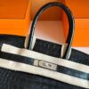 H Factory Bags Birkin Matte Alligator Crocodile CK89 Black Silver Hardware 30cm Full Handmade