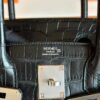 H Factory Bags Birkin Matte Alligator Crocodile CK89 Black Silver Hardware 30cm Full Handmade