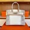 H Factory Bags Birkin Matte Niloticus Crocodile Himalaya Silver Hardware 30cm Full Handmade