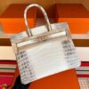 H Factory Bags Birkin Matte Niloticus Crocodile Himalaya Silver Hardware 30cm Full Handmade
