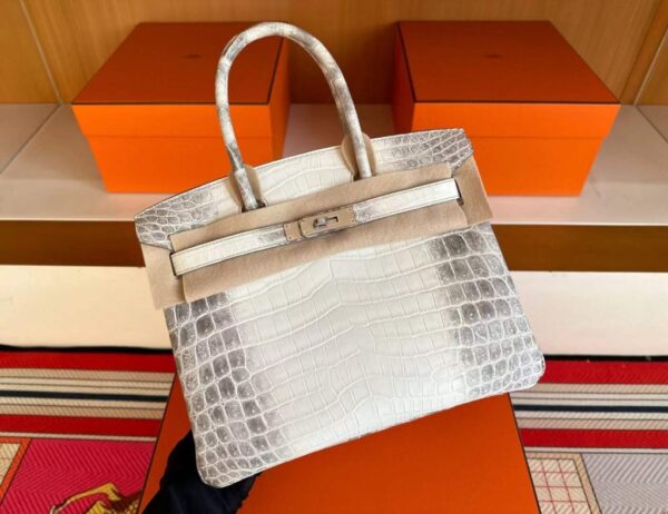 H Factory Bags Birkin Matte Niloticus Crocodile Himalaya Silver Hardware 30cm Full Handmade