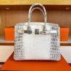 H Factory Bags Birkin Matte Niloticus Crocodile Himalaya Silver Hardware 30cm Full Handmade