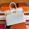 H Factory Bags Birkin Matte Alligator Crocodile Ice White Silver Hardware 25cm Full Handmade