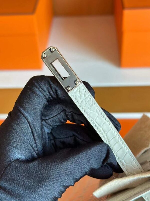 H Factory Bags Birkin Matte Alligator Crocodile Ice White Silver Hardware 25cm Full Handmade